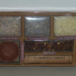 Auroshikha Resin Incense Set Burner Charcoal Frankincense Myrrh Benzoin Damar